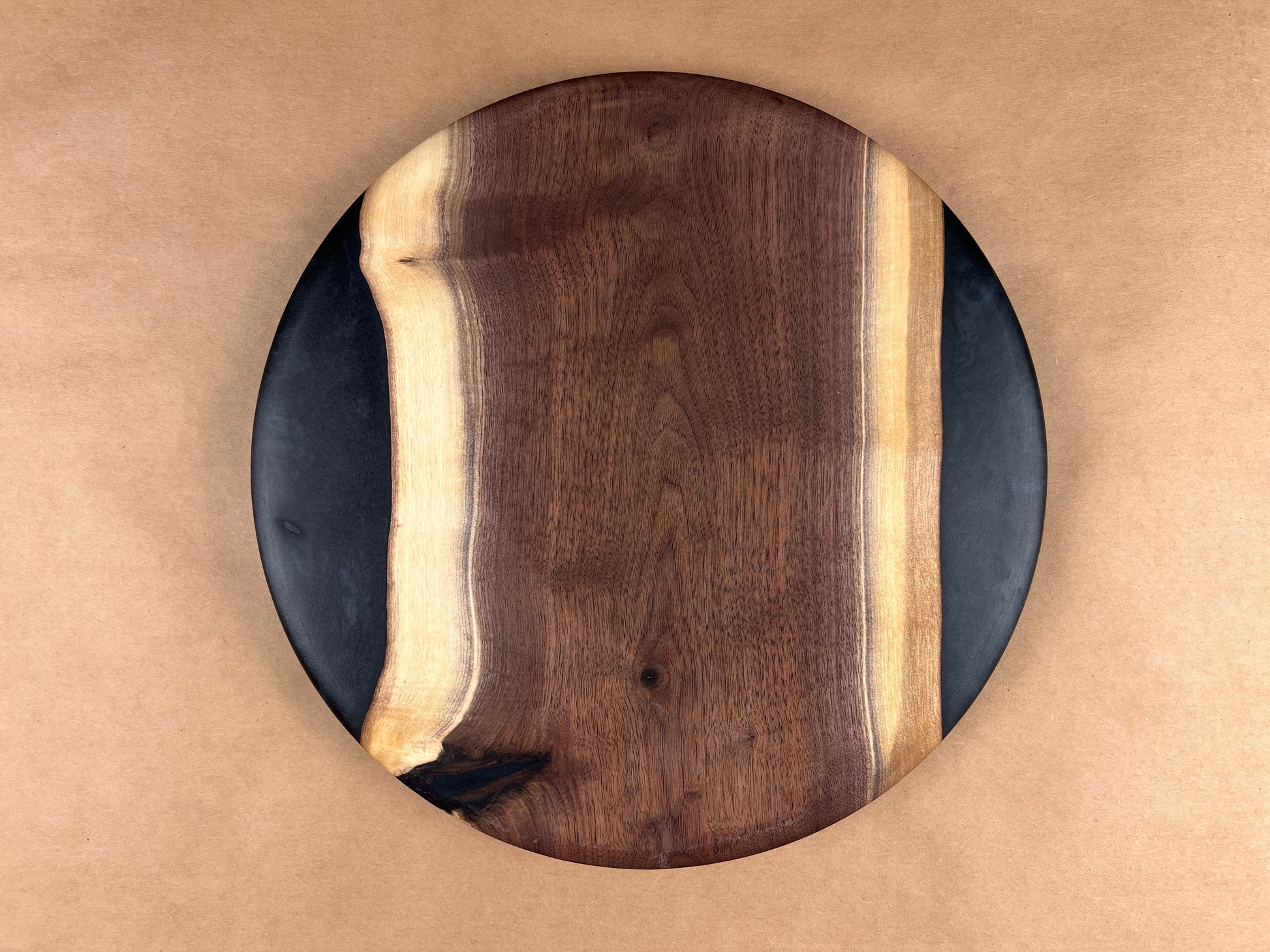 Round Walnut Serving Platter 