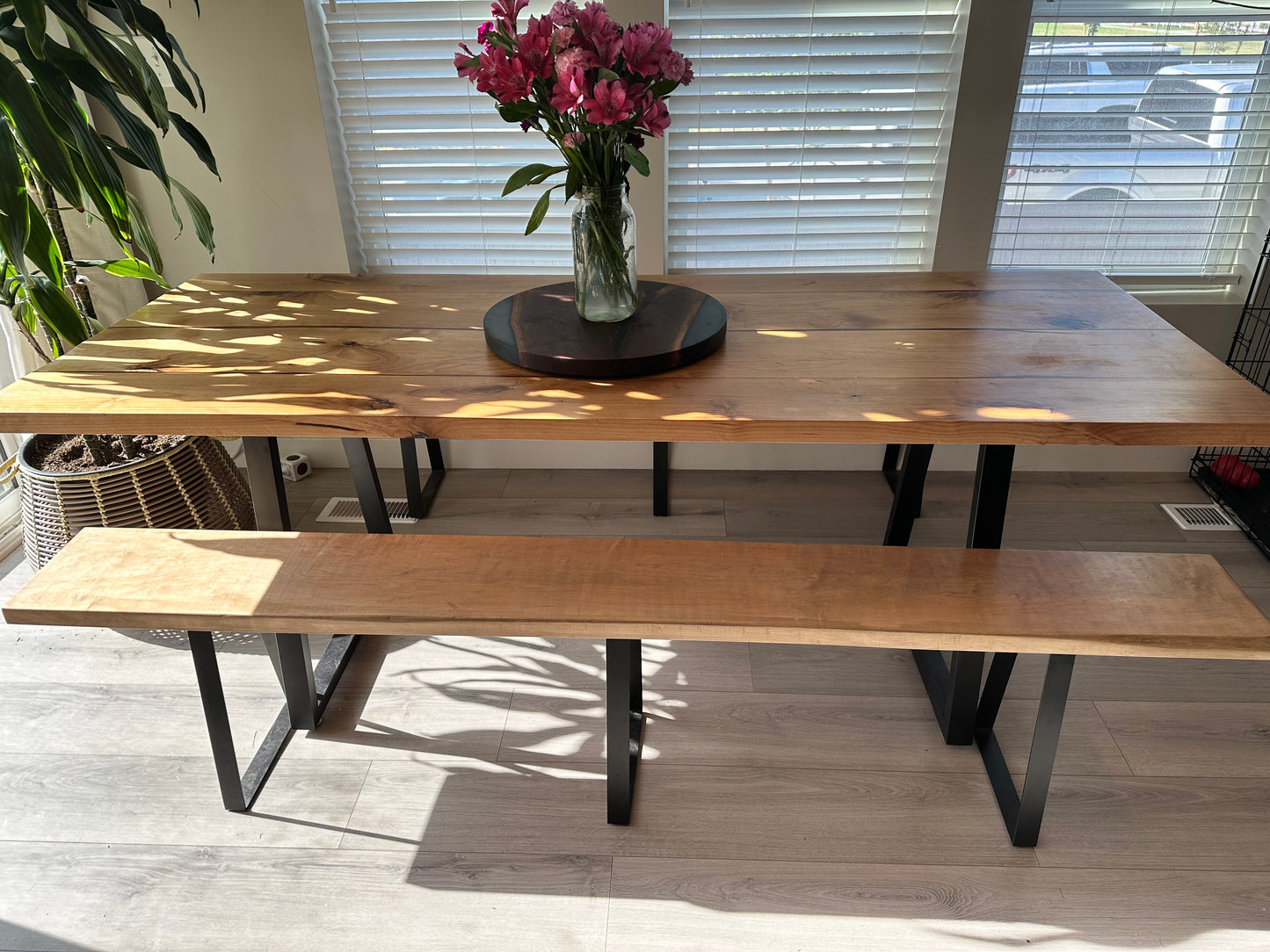 Maple Kitchen Table with Benches